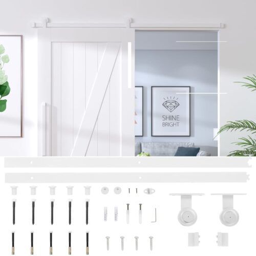 Sliding Door Hardware Kit 183cm Steel White - Image 6
