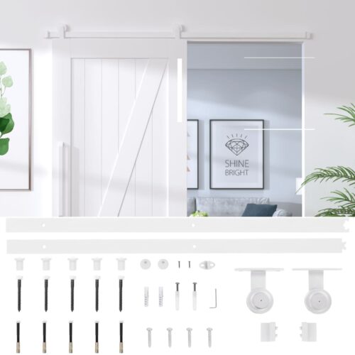 Sliding Door Hardware Kit 200cm Steel White - Image 6