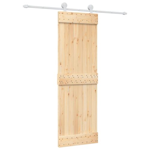 Sliding Door with Hardware Set 70x210cm Solid Wood Pine - Image 2
