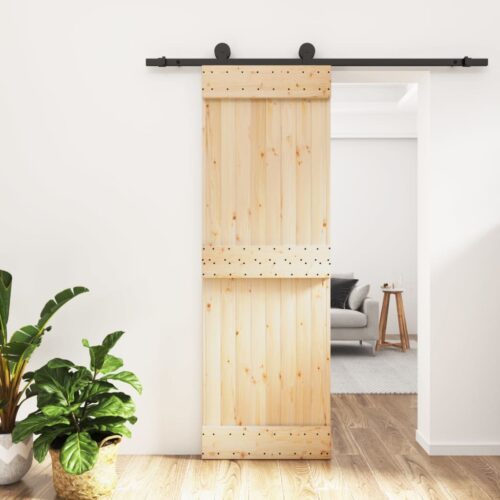 Sliding Door with Hardware Set 70x210cm Solid Wood Pine