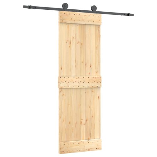 Sliding Door with Hardware Set 70x210cm Solid Wood Pine - Image 2