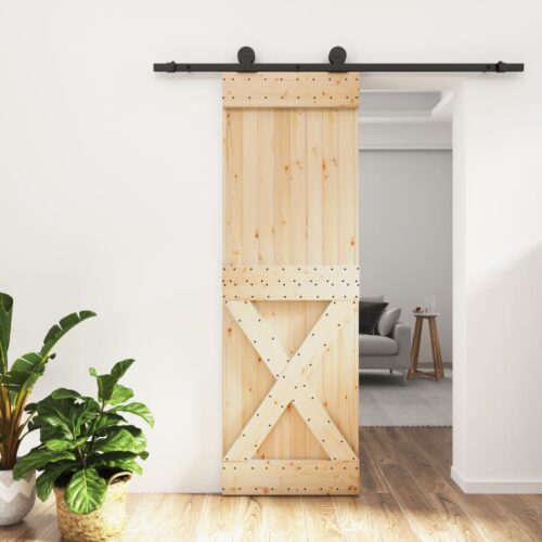 Sliding Door with Hardware Set 70x210cm Solid Wood Pine