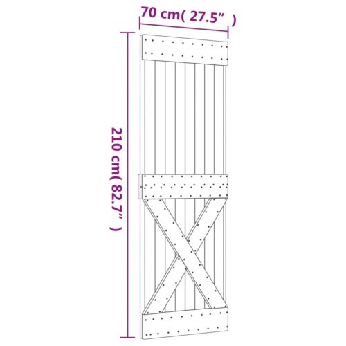 Sliding Door with Hardware Set 70x210cm Solid Wood Pine - Image 11