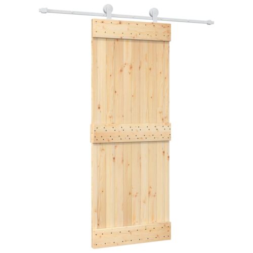 Sliding Door with Hardware Set 80x210cm Solid Wood Pine - Image 2