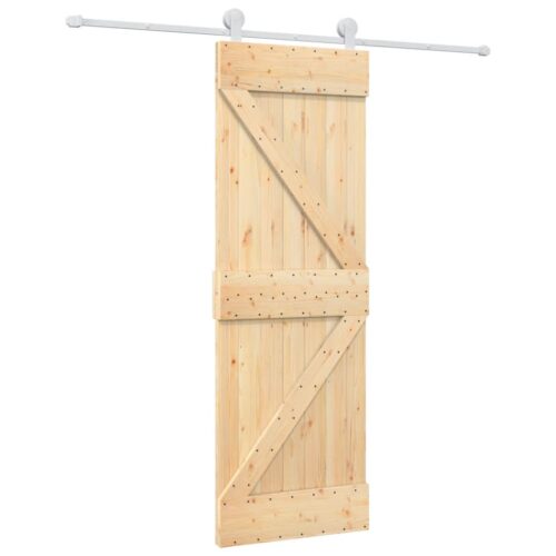 Sliding Door with Hardware Set 70x210cm Solid Wood Pine - Image 2