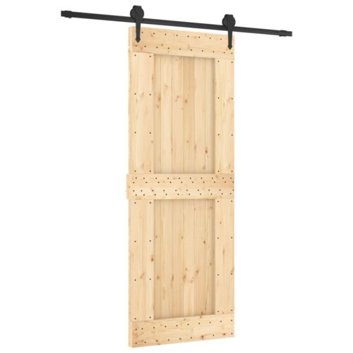 Sliding Door with Hardware Set 80x210cm Solid Wood Pine - Image 2