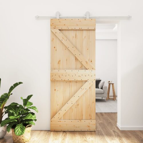 Sliding Door with Hardware Set 85x210cm Solid Wood Pine