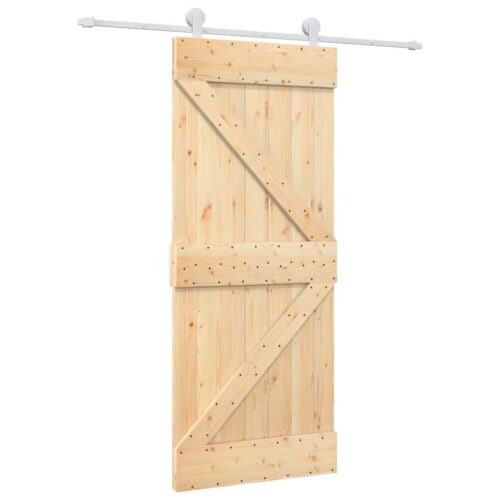 Sliding Door with Hardware Set 85x210cm Solid Wood Pine - Image 2