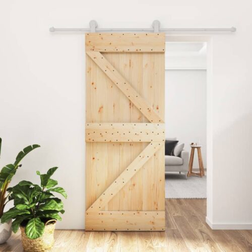 Sliding Door with Hardware Set 85x210cm Solid Wood Pine - Image 12
