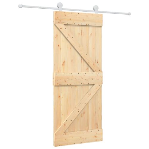 Sliding Door with Hardware Set 85x210cm Solid Wood Pine
