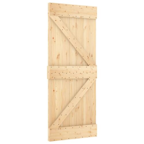 Sliding Door with Hardware Set 85x210cm Solid Wood Pine - Image 3