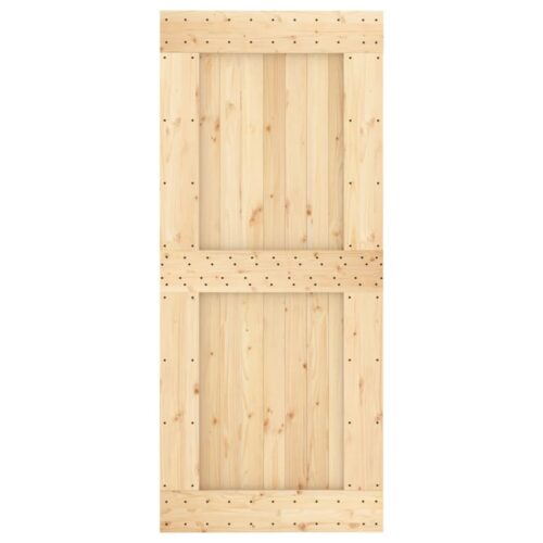 Sliding Door with Hardware Set 90x210cm Solid Wood Pine - Image 4
