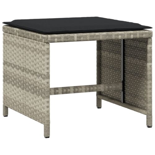 9-Piece Garden Dining Set with Cushions Light Grey Poly Rattan Wicker Outdoor Patio Furniture - Image 6