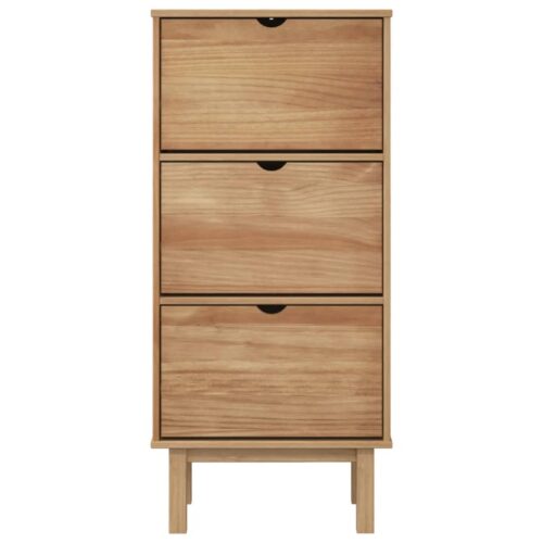 Shoe Cabinet OTTA with 3 Drawers Brown Solid Wood Pine - Image 4