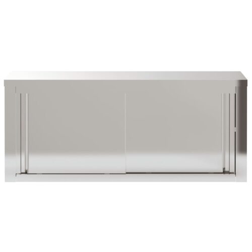 Kitchen Wall Cabinet with Sliding Doors Stainless Steel - Image 6