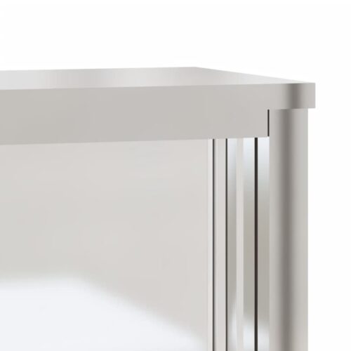 Kitchen Wall Cabinet with Sliding Doors Stainless Steel - Image 9