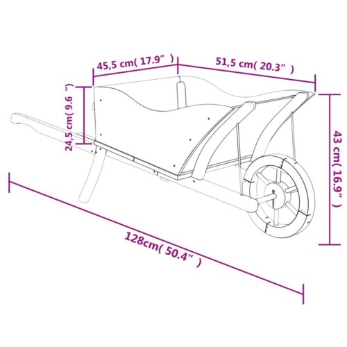 Wheelbarrow Planter 128x45.5x43 cm Solid Wood Fir - Image 8