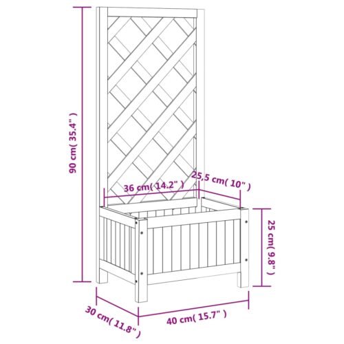 Planter with Trellis Black Solid Wood Fir - Image 8