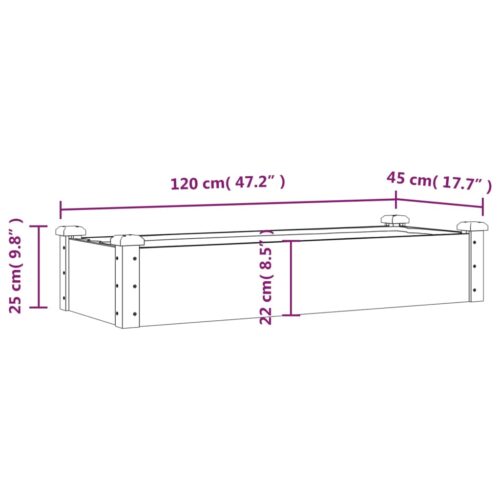 Garden Raised Bed with Liner 120x45x25cm Solid Wood Fir - Image 8