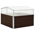 Galvanised Steel Greenhouse Walk-in Garden Shed Plant Storage House Brown 100x85cm