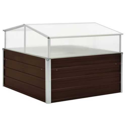 Galvanised Steel Greenhouse Walk-in Garden Shed Plant Storage House Brown 100x85cm