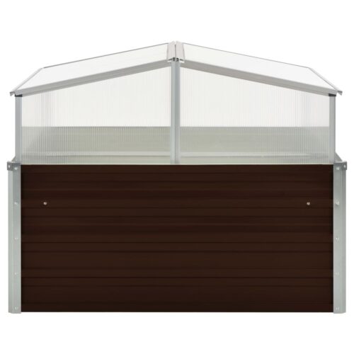 Galvanised Steel Greenhouse Walk-in Garden Shed Plant Storage House Brown 100x85cm - Image 2