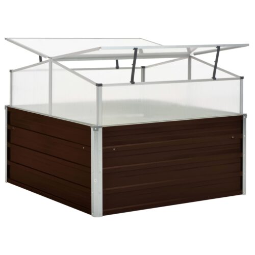 Galvanised Steel Greenhouse Walk-in Garden Shed Plant Storage House Brown 100x85cm - Image 4