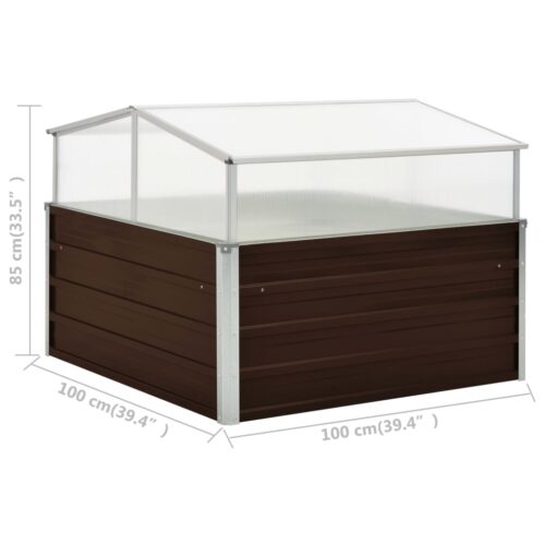 Galvanised Steel Greenhouse Walk-in Garden Shed Plant Storage House Brown 100x85cm - Image 7