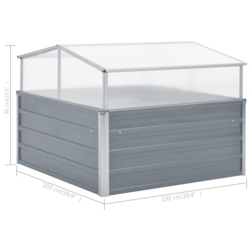 Greenhouse 100x100x85cm Galvanised Steel Grey - Image 7
