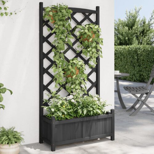 Raised Trellis Garden Bed Wooden Planter Vegetable Herbs Grow Pot Box