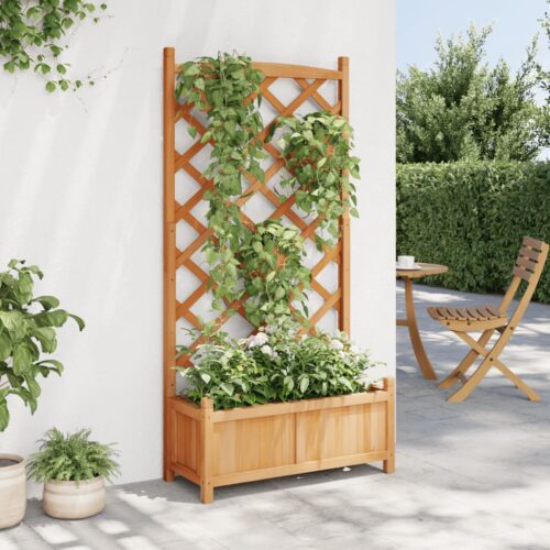 Planter with Trellis Brown Solid Wood Fir - Image 7
