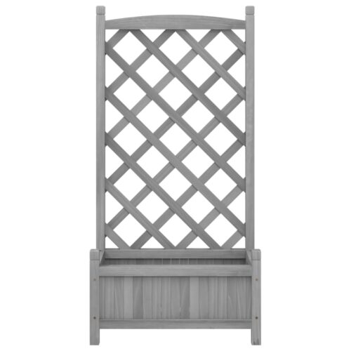 Planter with Trellis Grey Solid Wood Fir - Image 3