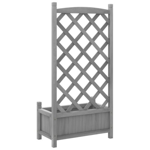 Planter with Trellis Grey Solid Wood Fir - Image 5