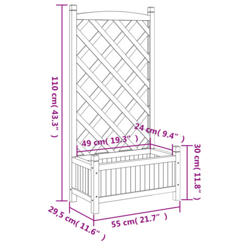 Planter with Trellis Grey Solid Wood Fir - Image 7