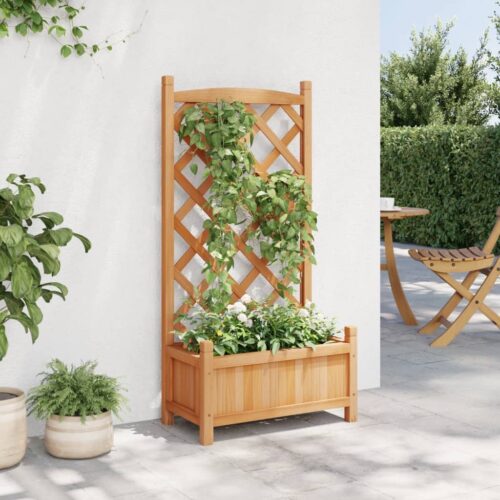 Planter with Trellis Brown Solid Wood Fir - Image 3