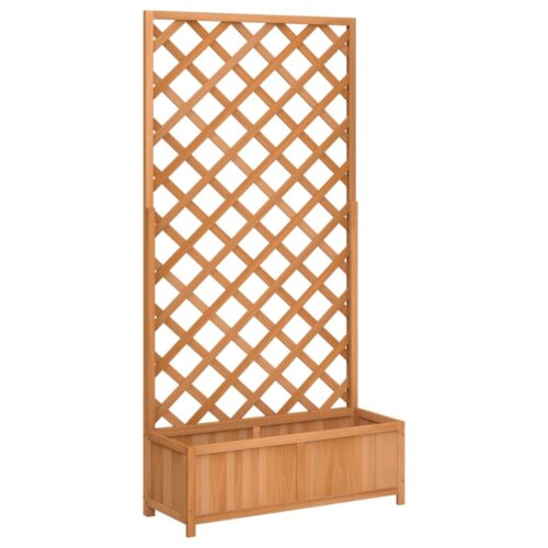 Planter with Trellis Brown Solid Wood Fir - Image 2