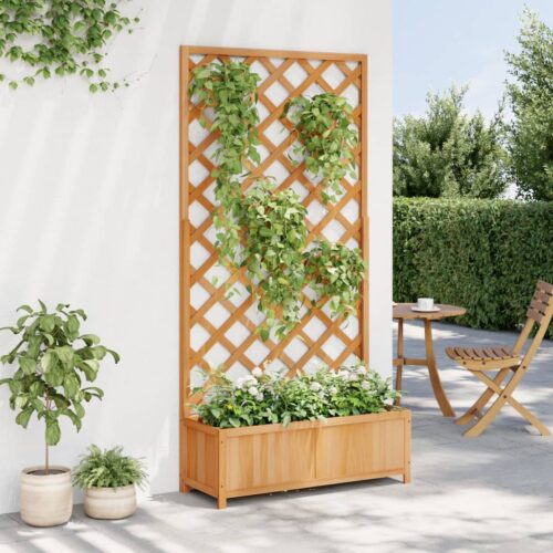 Planter with Trellis Brown Solid Wood Fir - Image 3