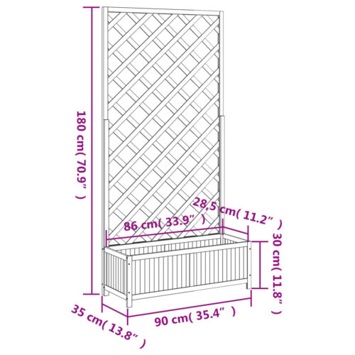 Planter with Trellis Brown Solid Wood Fir - Image 8