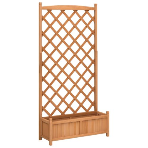 Planter with Trellis Brown Solid Wood Fir - Image 2
