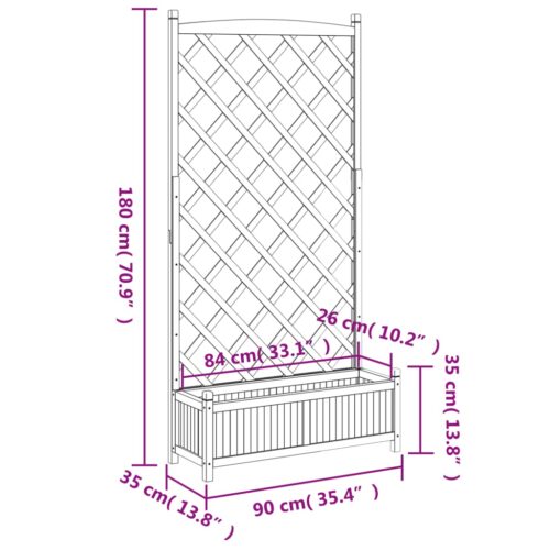 Planter with Trellis Brown Solid Wood Fir - Image 8