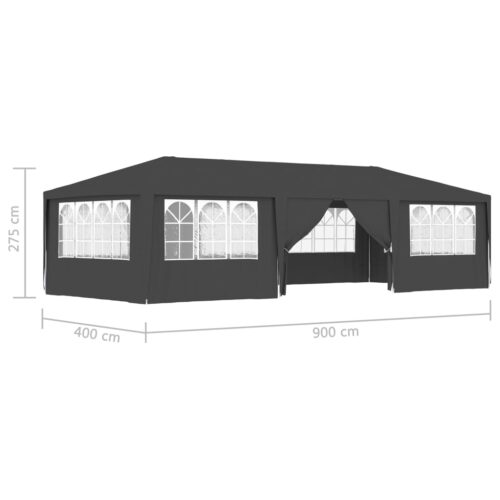 Professional Party Tent with Side Walls 4x9m Anthracite 90 g/m - Image 9