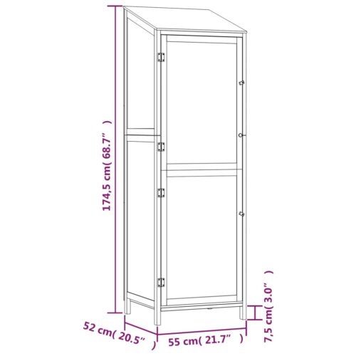 Garden Shed Anthracite 55x52x174.5cm Solid Wood Fir - Image 8