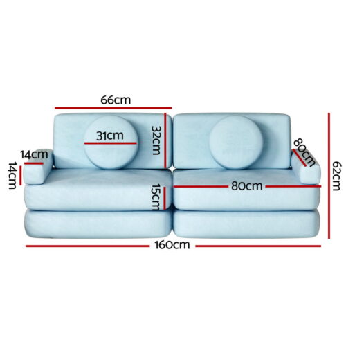 Artiss Sofa Bed 2 Seater Couch Kid Play DIY Modular Lounge Chaise Suite Velvet - Image 2