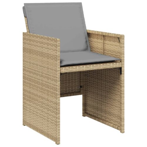 5-Piece Garden Dining Set with Cushions Mix Beige Poly Rattan Wicker Outdoor Patio Furniture - Image 4