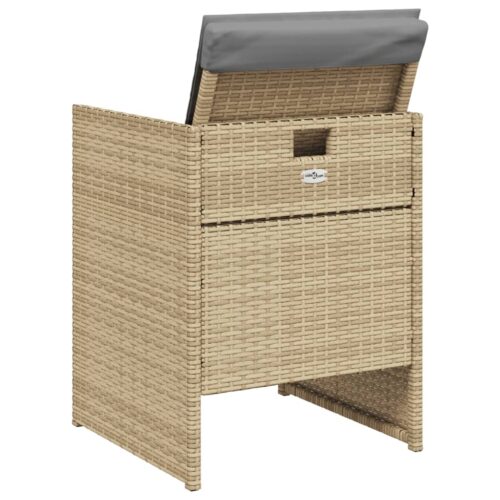 5-Piece Garden Dining Set with Cushions Mix Beige Poly Rattan Wicker Outdoor Patio Furniture - Image 7