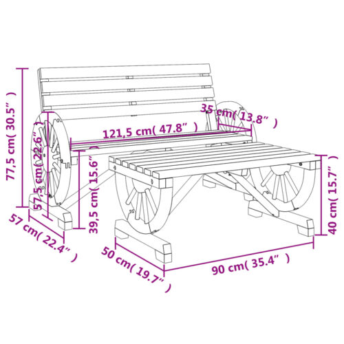2-Piece Garden Lounge Set Wood Timber Outdoor Patio Furniture Fir - Image 8