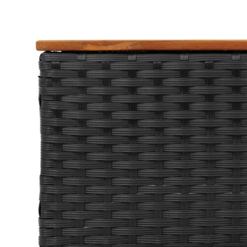 3-Piece Garden Sofa Set with Cushions Black Poly Rattan Wicker Outdoor Patio Furniture - Image 8
