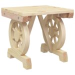 Wagon Wheel Fir Wood Timber Outdoor Footstool Garden Patio Bench Ottoman Chair Seat