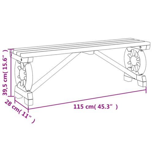 Garden Bench 115cm Solid Wood Fir - Image 9