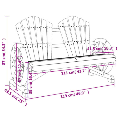 Garden Adirondack Chair 2-Seater Solid Wood Fir - Image 9